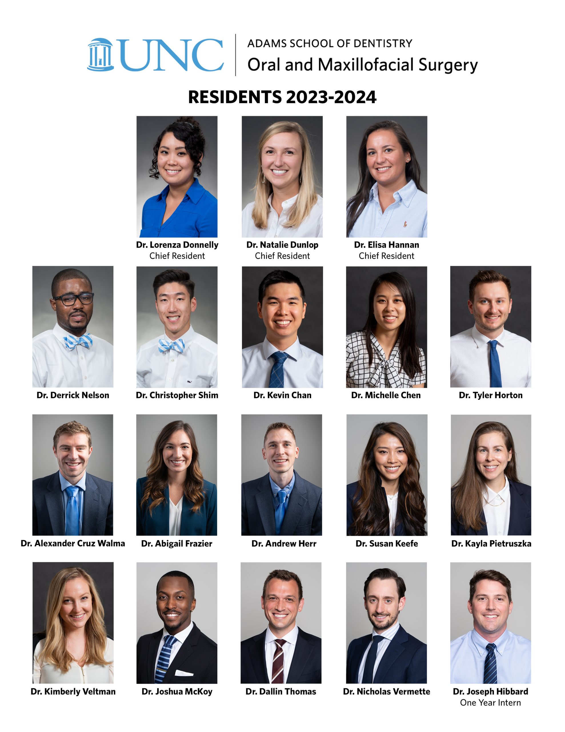 Headshots of the new OMFS residents